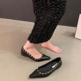 Joskaa New Footwear Fashion Designer Rivet Ladies Flats With Shoes Pointed Toe Shallow Women Flats Boat Shoes Female Slides