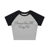 Joskaa Gothic Vintage Letters Lace Trim Tube Top Y2K Casual Sexy Chic Emo Girls Streetwear Grunge Punk Hip Hop Fashion Women's Crop Top