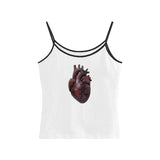 Joskaa Punk hip hop gothic aesthetic women's camisole top Y2K Harajuku retro heart print crop top sexy slim fit chic fashion streetwear