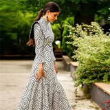 Joskaa 2024 Spring New Women's Fashion, Elegant, Casual, Versatile, Slim Fit, Slim and Long Printed Dress