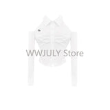 Joskaa Woman Hot Girl College Style Suit White Shirt + Harajuku High Waist Y2k Mini Dress Club Party Dress Korean Fashion Sexy Suit