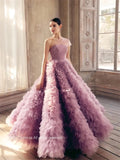 Joskaa Lavender Tulle Multilayer Prom Dress Floor-length A-line فساتين مناسبة حسب الطلب Elegant Sleeveless vestidos de festa-(PRE-ORDER)