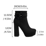 thanksgiving outfit Joskaa Sexy Women Ankle Boots Round Toe Block Heels 12cm Platform Flock Suede Size 45 46 Party Bota