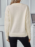 christmas outfit Joskaa Long Sleeves Loose Solid Color Split-Joint Round-Neck Pullovers Sweater Tops