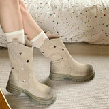 Joskaa Boots Women's 2025  New Summer Hollow Mid-tube Tooling Breathable Thin Western Cowboy