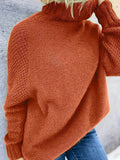 christmas outfit Joskaa Long Sleeves Loose Solid Color High Neck Pullovers Sweater Tops