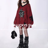 Joskaa Autumn Y2k Gothic Sweater Women Harajuku Vintage Punk Long Sleeve Knitted Pullover Grunge Fashion Streetwear Oversize Sweaters