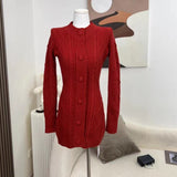 Joskaa 2025 Autumn Winter Red Warm Knitted Sweater Dress Slim Korean Fashion Y2k Mini Dress Woman Casual Short Party Dress Outwear