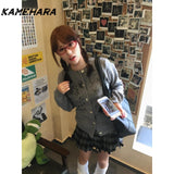 Joskaa Japanese Abitu Subculture Millennium Y2k Sweet Cool College Style Knitted Cardigan Cartoon Letter New Jacket for Women