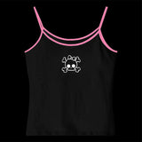 Joskaa Y2K Harajuku American Retro Lace Bow Print Camisole Top Casual Chic Fashion Sexy Emo Girl Crop Top Gothic Punk Womens Streetwear