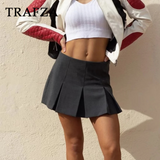 thanksgiving outfit Joskaa 2024 Spring Summer Women Casual Tierred Mini Skirts Fashion Vintage Solid High Wasit Ruffles Pleated Sexy Shorts Skirts