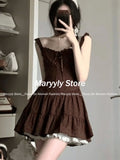 Joskaa Early Autum Elegant Vintage High Waist Vest Dress for Women+ Y2k Long Sleeve Cardigan Tops Mujer Sweet Casual New Two Piece Sets