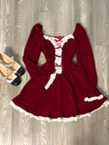 Joskaa Woman Vintage Red Velvet Party Dress Elegant Y2k Hot Girls Mini Dress Birthday Sweet Korean Fashion Dress Patchwork Design New