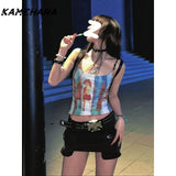 Joskaa Original Color Printed Camisole Vest for Women Summer American Retro Sexy Spicy Girl Slim Fit Tanks Y2k Camis 민소ë§?í‹?여성