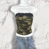 Joskaa American Retro Hip Hop Punk Rock Aesthetic Women's Tube Tops Sexy Slim Chic Casual Camouflage Crop Tops Y2K Emo Girls Streetwear