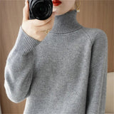 Joskaa 2025 New Wool Cashmere Sweater Women's Turtleneck Pullover Sweater Fall Winter Long Sleeve Jumper Bottoming Knit Warm Tops