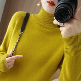 Joskaa 2025 New Wool Cashmere Sweater Women's Turtleneck Pullover Sweater Fall Winter Long Sleeve Jumper Bottoming Knit Warm Tops