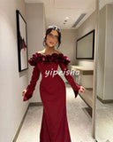 Joskaa Customized Elegant High Quality Jersey Handmade Flower Straight Off-the-shoulder Long Dresses Bespoke Occasion Dresses Exquisite (PRE-ORDER)