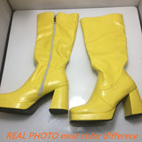 thanksgiving outfit Joskaa Women Knee High Boots Toe Block Heels 10cm Platform 2.5cm Big Size 43 Concise Female Bota