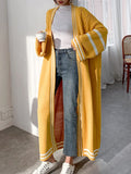 christmas outfit Joskaa Urban Loose Contrast Color Striped Cardigan Coat