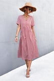 Joskaa Plaid V-Neck Short Sleeve Dress