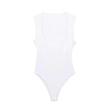 Joskaa black body woman sleeveless white bodysuit women square neck summer one piece swimsuits sexy lingerie women's bodysuit