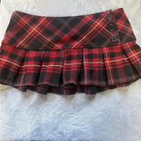 Joskaa Punk Casual Bottoms Streetwear Cute Y2K Women Mini Skirts Vintage Lower garment Daily clothing Slim Gothic Chic Soft Plaid skirt