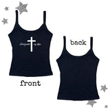 Joskaa Letter suspenders cross print gothic rock aesthetic Y2K crop tops emo girl harajuku grunge punk retro street casual women's tops