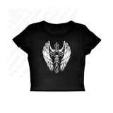 Joskaa Summer Aesthetic Printing Woman Crop tops Classic Fashion Cool Y2K Gothic Tide Harajuku T-shirts 90s Metal Rock Vintage Baby Tee