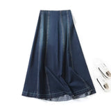 thanksgiving outfit Joskaa 2024 Spring Summer Women Vintage Denim Skirt Long A-Line Zipper Dress Solid Flash Dress Casual Mujer Felame Vestidos