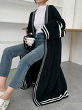 christmas outfit Joskaa Urban Loose Contrast Color Striped Cardigan Coat