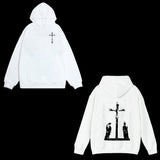 Joskaa Double sided cross pattern hoodie emo girls gothic Y2K tops rock aesthetic streetwear harajuku casual grunge punk women's hoodie