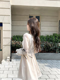 Joskaa Elegant Y2k Mini Dress Woman Casual Design One Piece Dress Korean Fashion 2025 Winter Pure Color Short Party Dress Long Sleeve