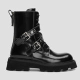 Joskaa 2025  Hot Sale Cross-tied Women's Boots Fashion Belt Buckle Modern Boots  New Side Zipp Mid-Calf Shoes