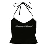 Joskaa Harajuku Gothic Punk Grunge Women's Camisole Tops Sexy Fashion Casual Slim Fit Emo Girl Tees Y2K Hip Hop Letter Print Streetwear