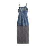 cold weather outfits Joskaa Women's Sleeveless Lace Long Dress with Patchwork, New Suspender, Lace, See-through, See-through, Sensual Lingerie