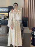 Joskaa Woman French Elegant Midi Dress Even Party Long Sleeve Fairy Dress Female Print One Piece Dress Korean Fashion 2025 New Chic