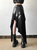 Joskaa Harajuku Cyber Punk Skirt Women Dark Academia Gothic Streetwear New Fashion Y2k Irregular Pu Patchwork High Waist Skirt