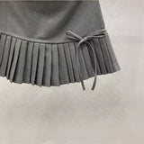 Joskaa Bow Pleated skirt Y2K Women Mini Skirts Aesthetic Cute Female Fashion Bottoms Vintage emo Preppy American Retro Lower garment