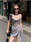 Joskaa 2025 Summer French Elegant Y2k Mini Dress Woman Sexy Sleeveless Short Party Dress Casual One Piece Dress Korean Fashion Chic