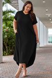 Joskaa Plus Size V-Neck Short Sleeve Maxi Dress