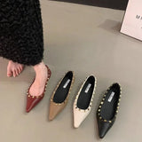 Joskaa New Footwear Fashion Designer Rivet Ladies Flats With Shoes Pointed Toe Shallow Women Flats Boat Shoes Female Slides