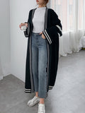 christmas outfit Joskaa Urban Loose Contrast Color Striped Cardigan Coat