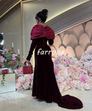 Joskaa Customized Sexy Modern Style Velour Pleat Ruched Mermaid Square Neck Long Dresses Bespoke Occasion Dresses High Quality Fashion (PRE-ORDER)