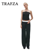 thanksgiving outfit Joskaa 2024 Spring Summer Casual Striped Women Pants Fashion Streetwear Folds Lace Up High Waist Oversized Chic Pants