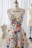 Joskaa Customized Floral Prints Spaghetti Strap A-line Prom Dresses Lace-up vestidos de noche Long Trailing Formal Evening-(PRE-ORDER)