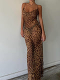 Joskaa Chiffon Leopard Print Cami Long Dress