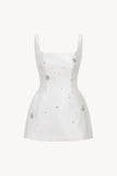 Joskaa Vintage A line Straps White Satin Short Homecoming Dress Party Dress (PRE-ORDER)