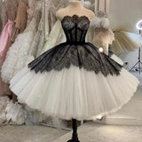 Joskaa Strapless Short Ball Gown Black And White Homecoming Dress (PRE-ORDER)