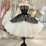 Joskaa Strapless Short Ball Gown Black And White Homecoming Dress (PRE-ORDER)